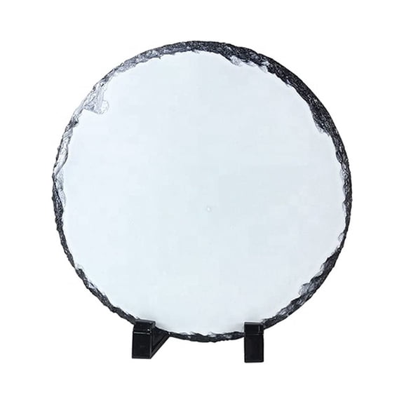 MR.R Sublimation Blank Round Rock Slate Photo Plaque Picture Frame, Customized Photo Frame Novelty for Wedding,Birthday,Baby Birth,Diameter is 5.9 inch