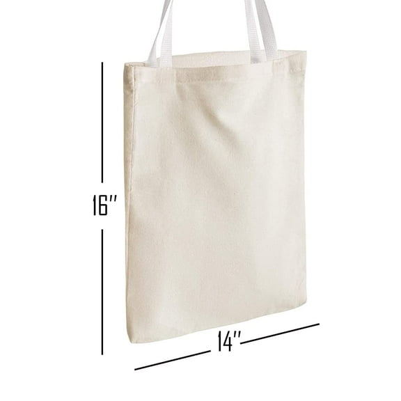 MR.R Sublimation Blanks 6 Pieces 14''X16'' Beige Reusable Canvas Tote Bag, Lightweight Grocery Shopping Bag,Gift Bags,Book Bags for Heat Transfer Printing