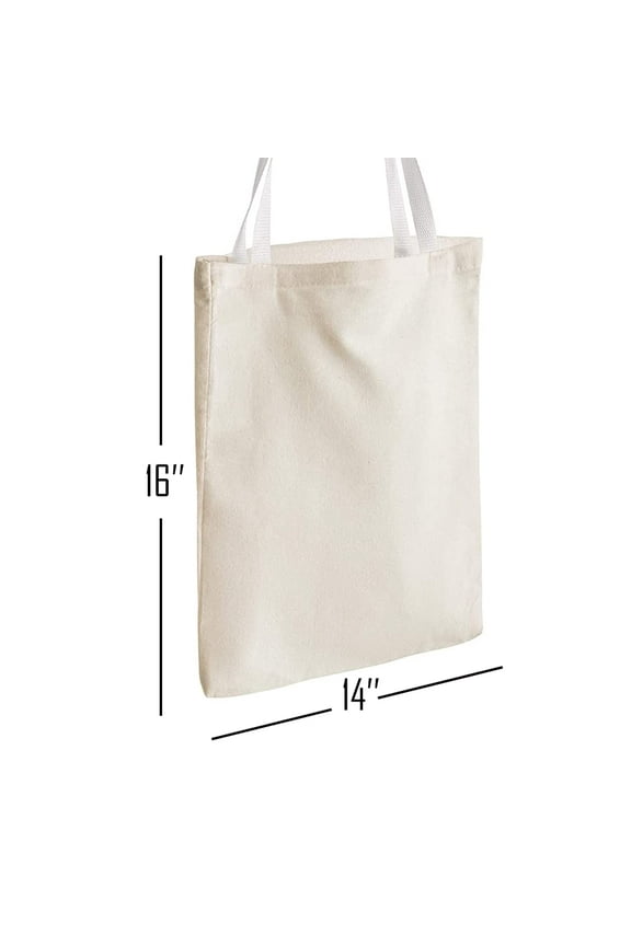 Sublimation Blanks 6 Pieces 14''X16'' Beige Reusable Canvas Tote Bag, Lightweight Grocery Shopping Bag,Gift Bags,Book Bags for Heat Transfer Printing