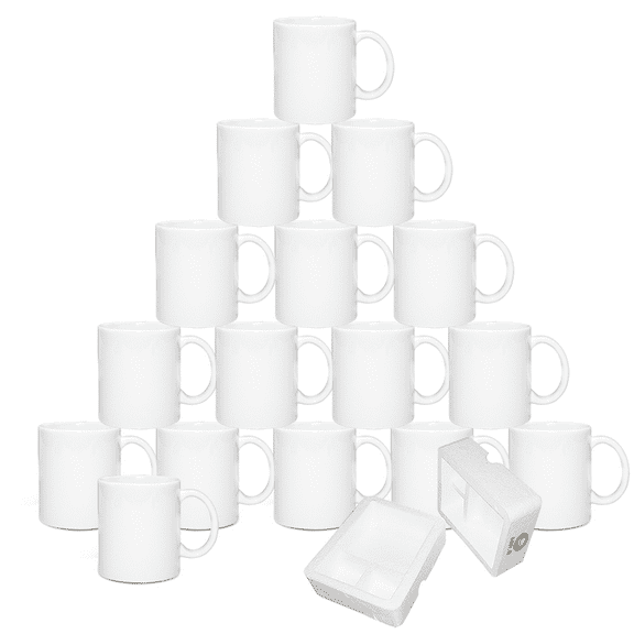 MR.R Sublimation Blanks Set of 16PCS Dishwasher White Ceramic Coffee Mugs 11oz Grade A Blank Ceramic Classic Drinking Cup Mug for Milk Tea Cola Water with Safe Package (16 Packs)