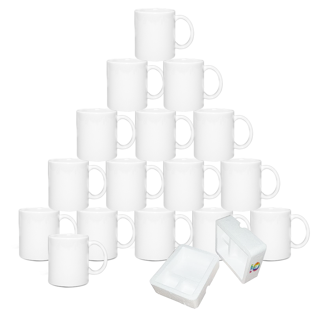 6x 15oz Blank White Sublimation Mugs - Ceramic, With Gift Boxes