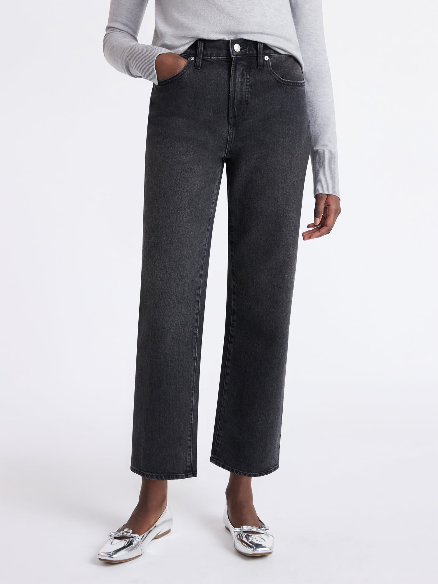 Free Assembly Women's Midrise Relaxed Ankle Jeans, 27.5" Inseam Sizes 0-18