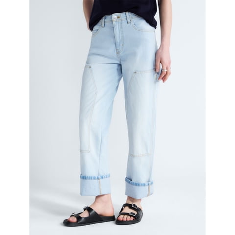 Women's and Women's Plus Mid Rise Relaxed Carpenter Jeans, Sizes 0-26W