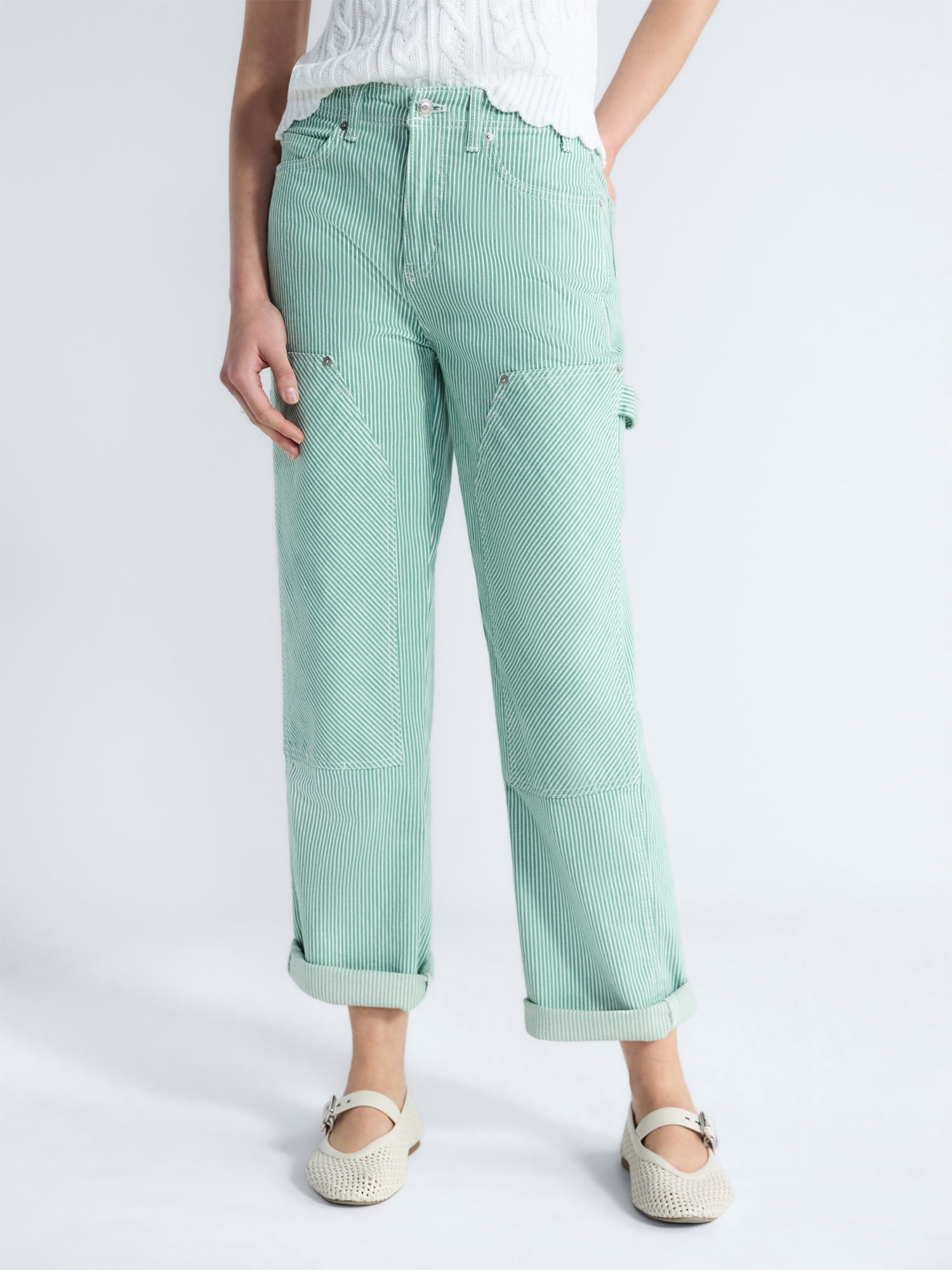 Free Assembly Women's and Women's Plus Mid Rise Relaxed Carpenter Jeans, Sizes 0-26W