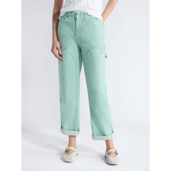Free Assembly Women's and Women's Plus Mid Rise Relaxed Carpenter Jeans, Sizes 0-26W
