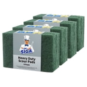 MR.SIGA Heavy Duty Scouring Pads, Household Scrubber for Kitchen, Sink, Dish, 24-Pack, 3.9 x 5.9 inch 10 x 15 cm, Green