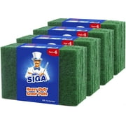 MR.SIGA Heavy Duty Scouring Pads, Household Scrubber for Kitchen, Sink, Dish, 24-Pack, 3.9 x 5.9 inch (10 x 15 cm), Green