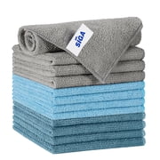 MR.SIGA Microfiber Cleaning Cloth, All-Purpose Microfiber Towels, Streak Free Cleaning Rags, Pack of 12, Navy and Gray, 11.8 x 11.8 inch