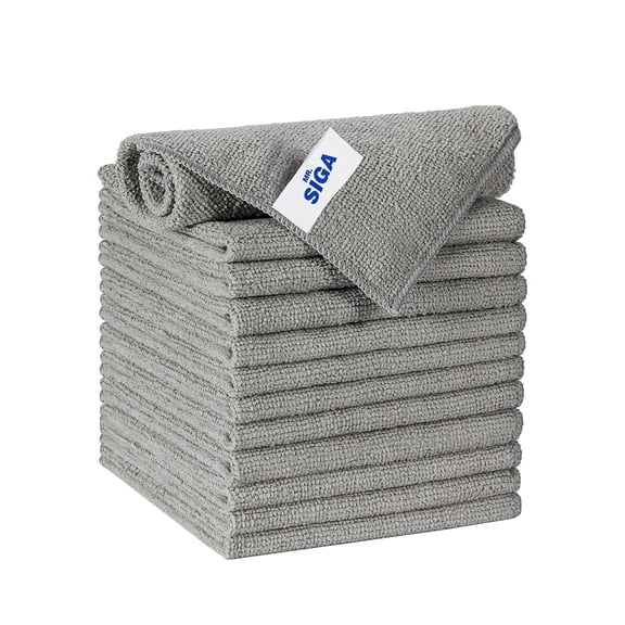 MR.SIGA Microfiber Cleaning Cloth, All-Purpose Microfiber Towels, Streak Free Cleaning Rags, Pack of 12, Gray, 11.8 x 11.8 inch
