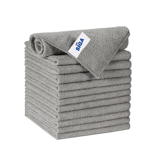 MR.SIGA Microfiber Cleaning Cloth, All-Purpose Microfiber Towels, Streak Free Cleaning Rags, Pack of 12, Gray, 11.8 x 11.8 inch