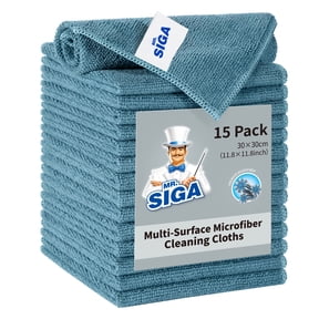 MR.SIGA Microfiber Cleaning Cloth, All-Purpose Microfiber Towels, Streak Free Cleaning Rags, Pack of 15, Navy, Size 30 x 30 cm(11.8 x 11.8 inch)