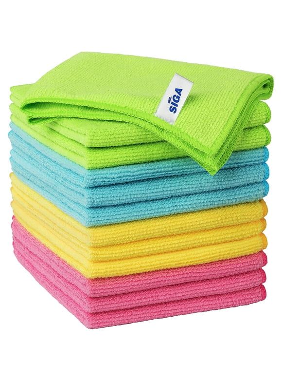 MR.SIGA Microfiber Cleaning Cloth for Kitchen, Household & Car Cleaning, Pack of 12, Size: 12.6" x 12.6"