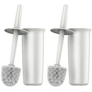 MR.SIGA Toilet Bowl Brush and Holder for Bathroom Cleaning, White, 2 Pack
