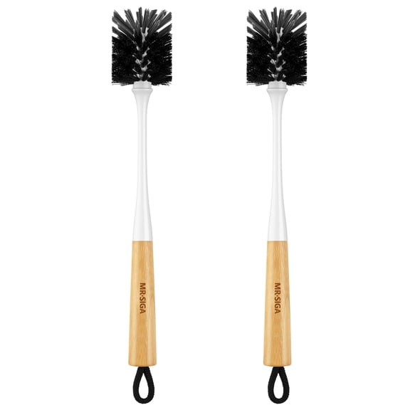 MR.SIGA Water Bottle Brush, Long Handle Bottle Brush for Water Glasses, Baby Bottles, Sports Bottles Cleaning, White, 2 Pack