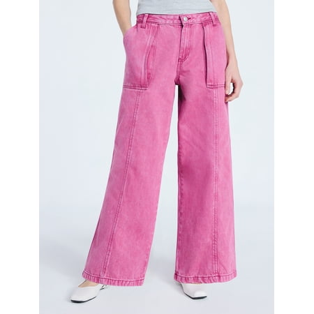 Scoop Women’s and Women's Plus Slouchy Wide Leg Jeans with Utility Pockets, Sizes 0-26W