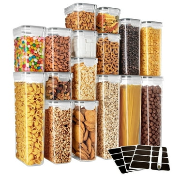 MR.Siga 16 Pack Airtight Food Storage Container Set, BPA Free Kitchen Pantry Organization, Kitchen Canisters for Cereal, Spaghetti