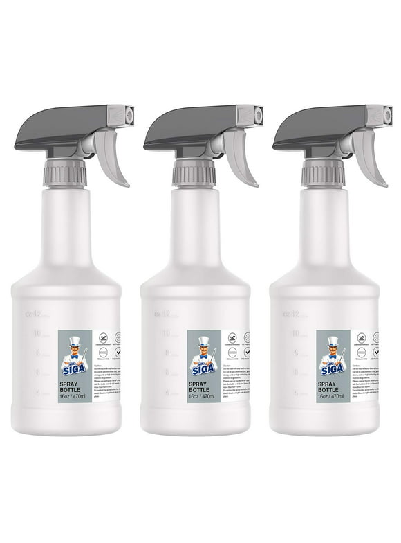 MR.Siga 16 oz Empty Heavy Duty Reusable Plastic Spray Bottles for Cleaning Solutions,3 Pack