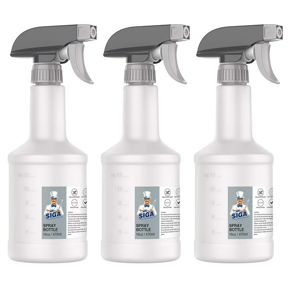 MR.Siga 16 oz Empty Heavy Duty Reusable Plastic Spray Bottles for Cleaning Solutions,3 Pack