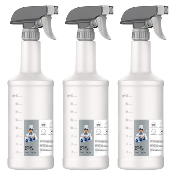 MR.SIGA 24 oz Heavy Duty Household Reusable Empty Plastic Spray Bottles for Cleaning Solutions, 3 Pack