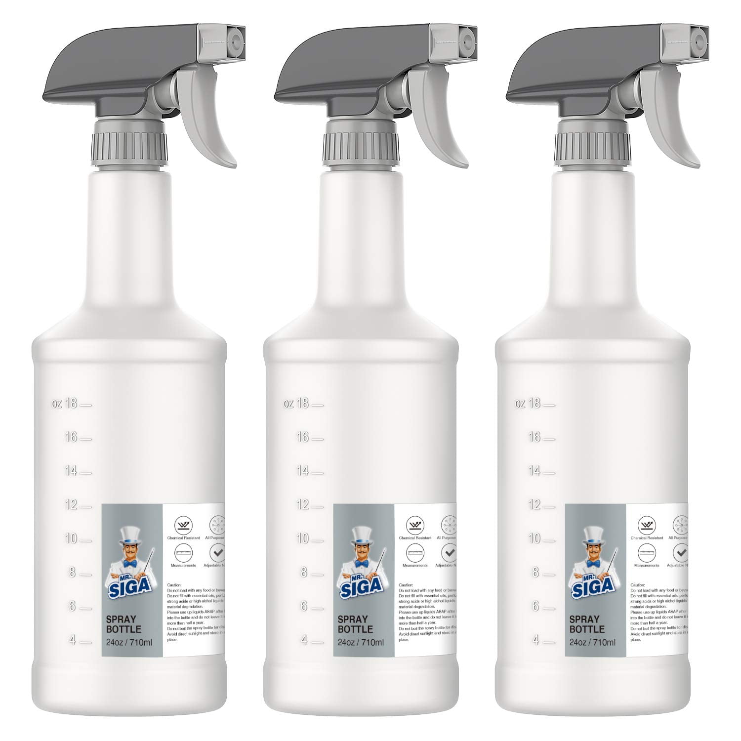SupplyTuff 3X High Output Heavy Duty Spray Bottles for Cleaning Solutions,  3 Pack, 32 oz Professional Industrial Spray Bottles for Commercial