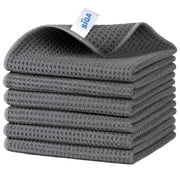 MR.SIGA Cleaning Cloths,Reusable Lint Free Microfiber Kitchen Dish Towels,6 Pack,Gray