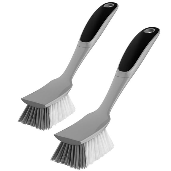 MR.Siga Dish Brush with Non Slip Handle Built-in Scraper, Scrub Brush for Dish, Nylon Bristles2 Pack