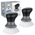 thumbnail image 1 of MR.Siga Dish Scrub Brush for Kitchen, Palm Brush Dish Scrubber with Ergonomic Grip,Nylon Brush, Gray, Pack of 2,, 1 of 7