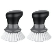 MR.Siga Dish Scrub Brush for Kitchen, Palm Brush Dish Scrubber with Ergonomic Grip,Nylon Brush, Gray, Pack of 2,