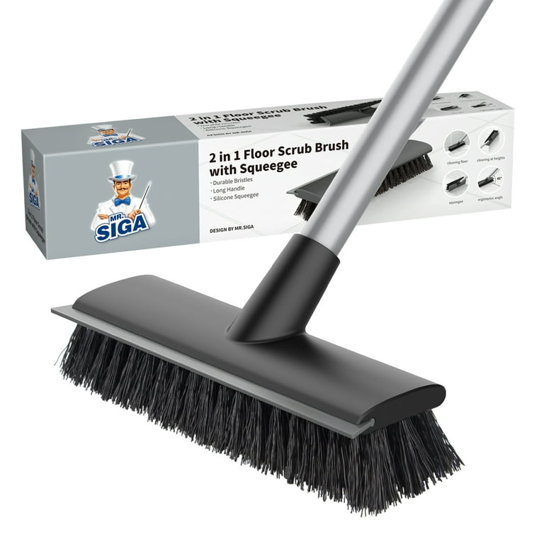 2 in 1 Bathroom Cleaning Brush with wiper ,Tiles Cleaning Brush Bathroom  Brush with Long Handle