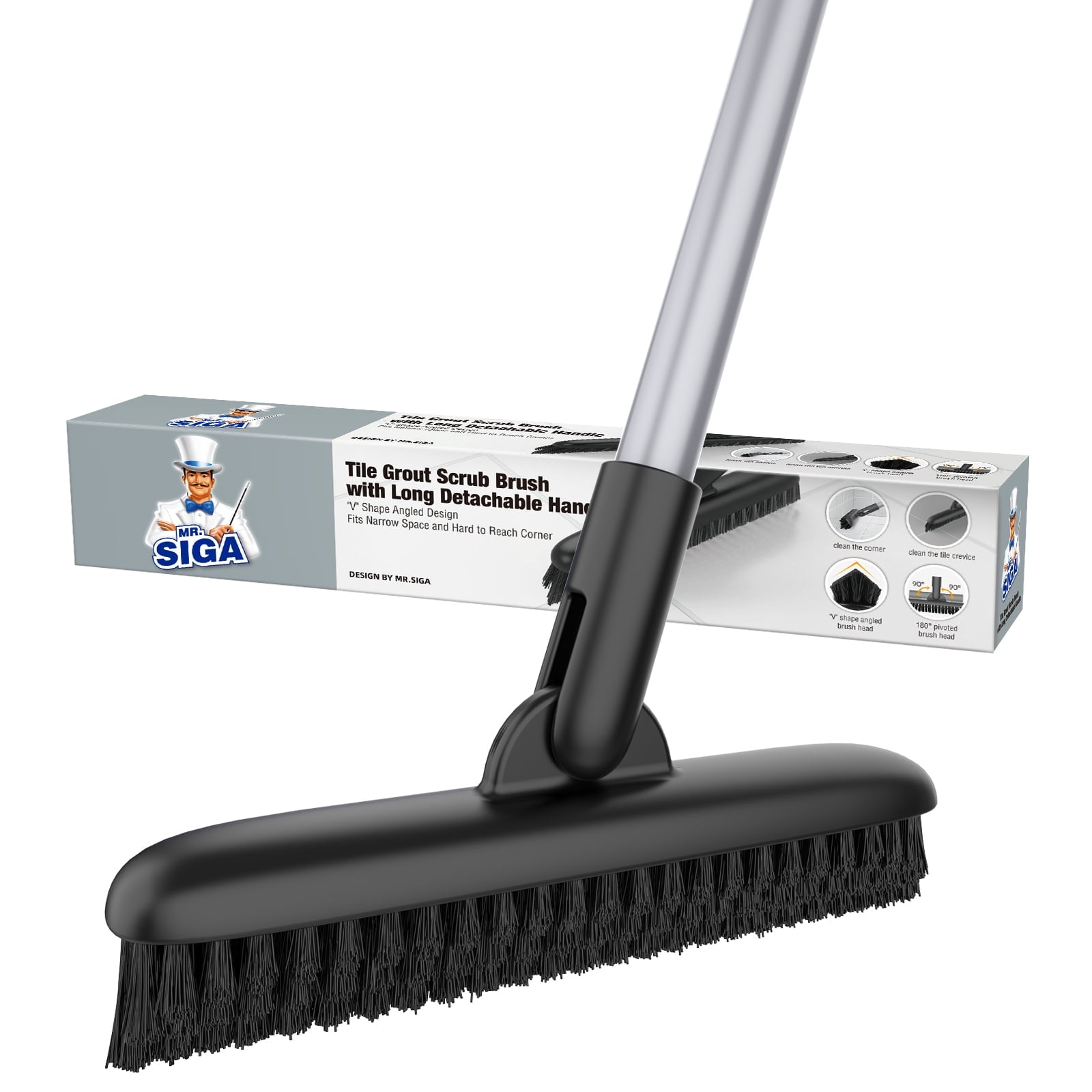 MR.SIGA, Heavy Duty Grout Scrub Brush, 17.44