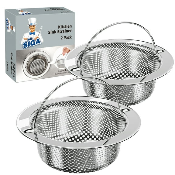 MR.Siga Kitchen Sink Drain Strainer, Stainless Steel Food Catcher , 4.33" Diameter,2 Pack