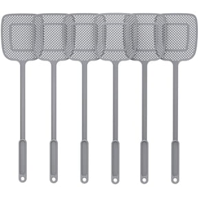MR.Siga Long Handle Plastic Fly Swatter, Gray, 6 Pack