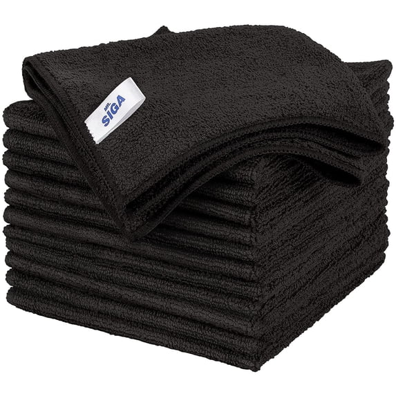 MR.SIGA Microfiber Cleaning Cloth, All-Purpose Household Microfiber Clean Towels, Black, 12 count per pack