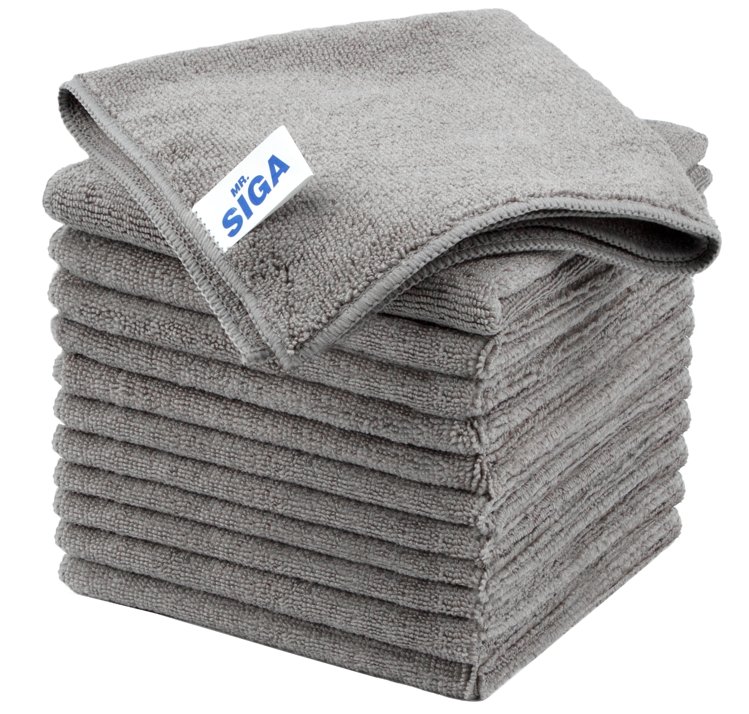 MR.Siga Microfiber Cleaning Cloth, All-Purpose Household Microfiber Towels, Streak Free Cleaning Rags, Pack of 12, Grey