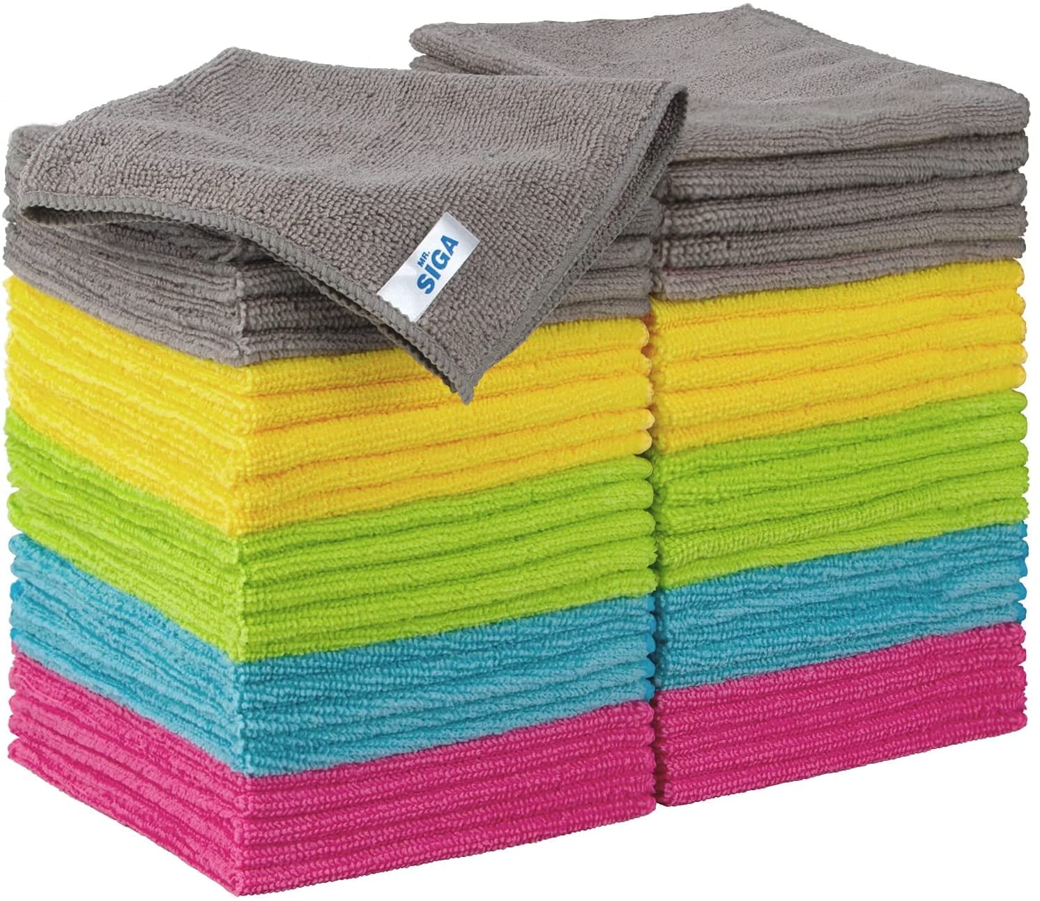 "MR.Siga Microfiber Cleaning Cloth, All-Purpose Kitchen Cleaning Towels, 50 Pack, 11.8""x 11.8"