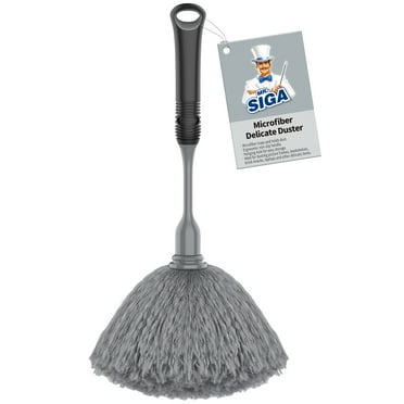 MR.Siga Microfiber Delicate Duster, Comfortable Non Slip Handle, Detachable Head, Grey & Black