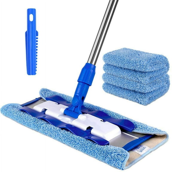 MR.Siga Microfiber Mop for Hardwood, Laminate, Tile Floor Cleaning- 3 Reusable Pads and 1 Plastic Scraper Included