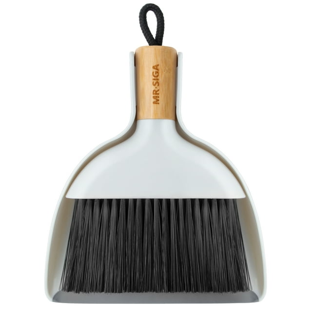 MR.Siga Mini Dustpan and Brush Set, Cleaning Brush and Dustpan Combo with Bamboo Handle