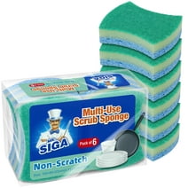 MR.Siga Multi-Use Cellulose Scrub Sponge, Dual-Sided Dishwashing Sponge for Kitchen, 12 Pack