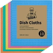 MR.Siga Reusable Dish Cloths, Cellulose Sponge Cloth for Kitchen, Absorbent Cleaning Cloth,10 pack