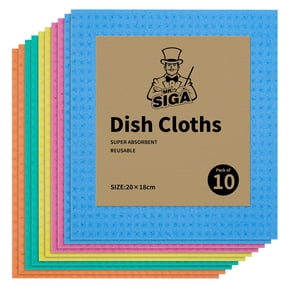 MR.SIGA Reusable Dish Cloths, Cellulose Sponge Cloth for Kitchen, Absorbent Cleaning Cloth,10 pack