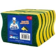MR.Siga Scrub Sponge, Pack of 12, Size:11 x 7 x 3 cm, 4.3" x 2.8" x 1.2"