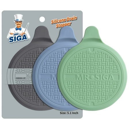 MR.Siga Silicone Bathtub Stopper, Drain Stopper for Shower, 5.1" Diameter, 3 Pack