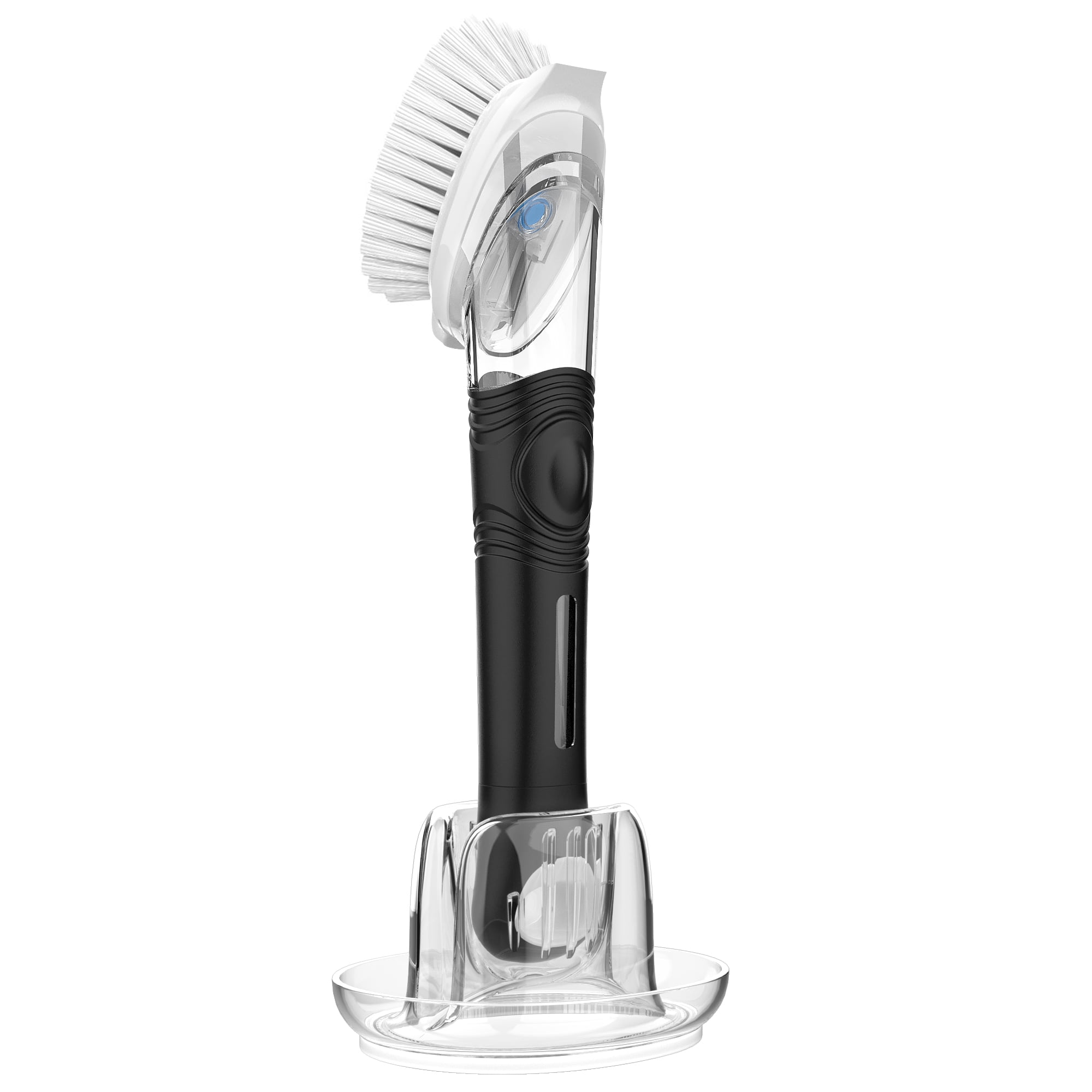 SUGARDAY Soap Dispensing Dish Brush Set Kitchen Scrub Brush with Stand 3  Brush Replacement Heads