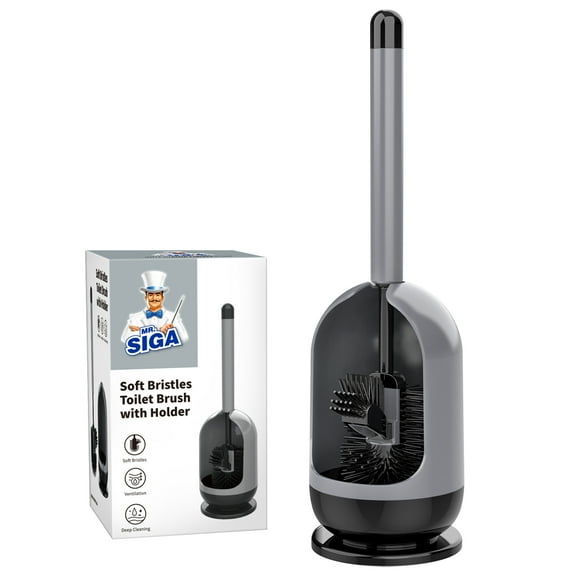 MR.Siga Toilet Bowl Brush and Holder for Bathroom, Gray and Black