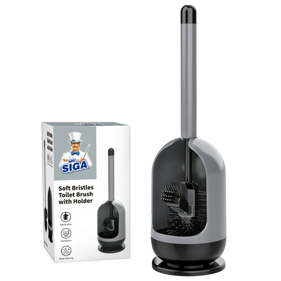 MR.Siga Toilet Bowl Brush and Holder for Bathroom, Gray and Black