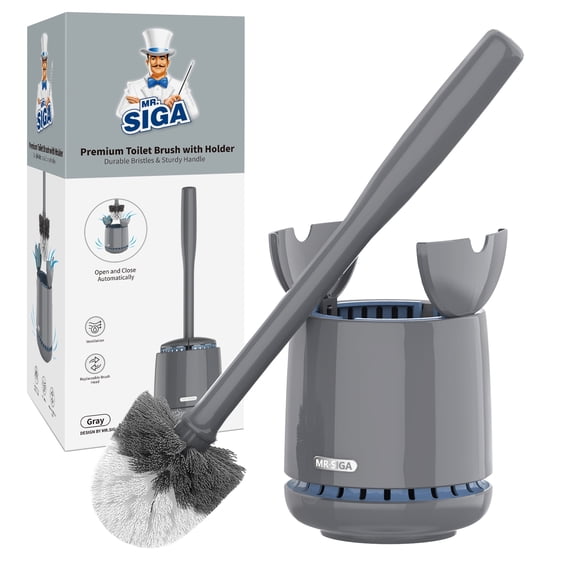MR.SIGA Toilet Bowl Brush for Bathroom Cleaning, Gray,Nylon Brush, 1 Pack,for Adult