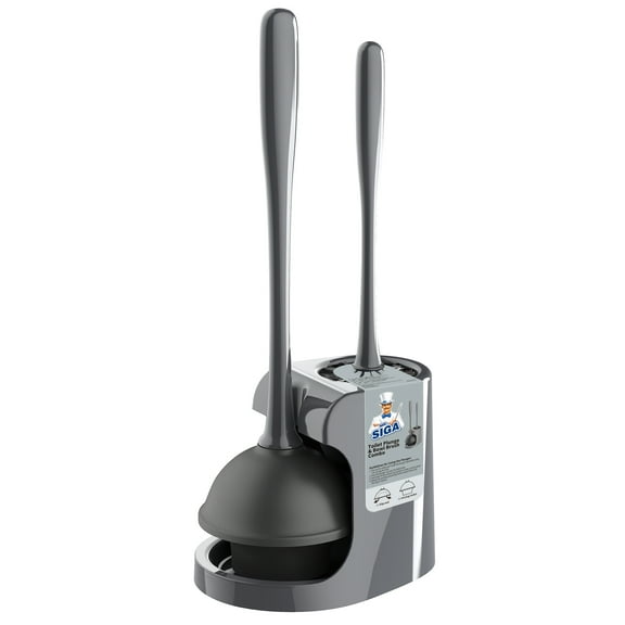 MR.Siga Toilet Plunger and Bowl Brush Combo, Gray, 1 Set,6.3 x 8.2 x 18.1 inch,for Adult