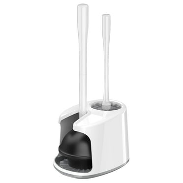 MR.Siga Toilet Plunger and Bowl Brush Set with Holder, Bathroom Cleaning ,White,1 Set,for Adult