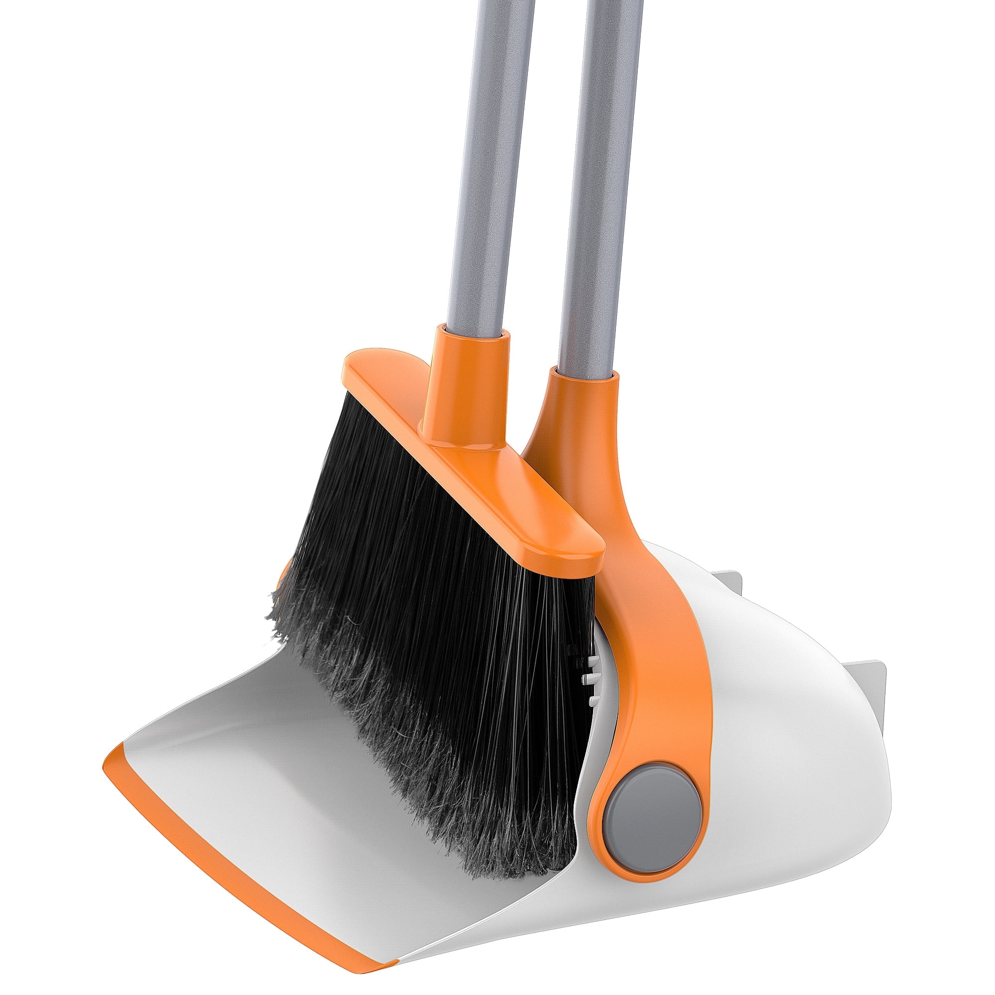 MR.SIGA Broom and Dustpan Set with Long Handle, Stand Upright Broom ...